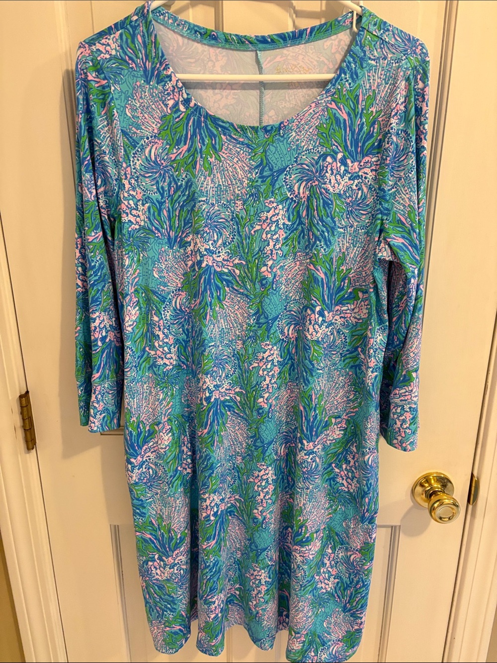 Lilly Pulitzer Blue Green Pink Floral Midi Dress